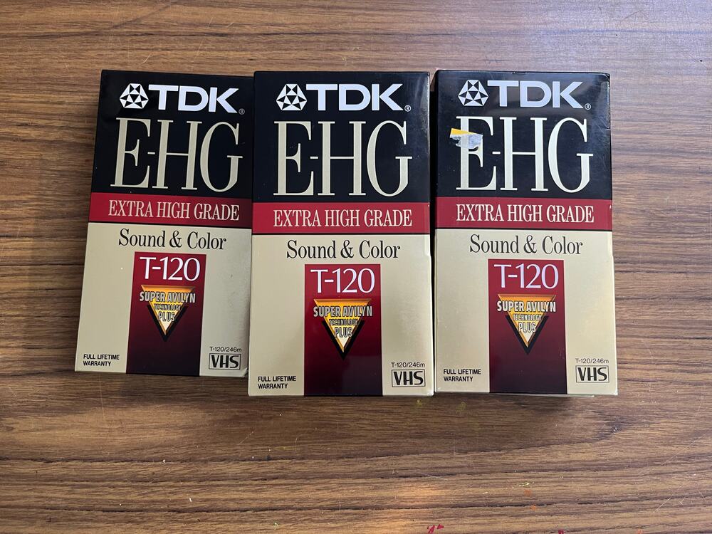 TDK E-HG extra high grade T-120 VHS videocassette tape lot of five sealed